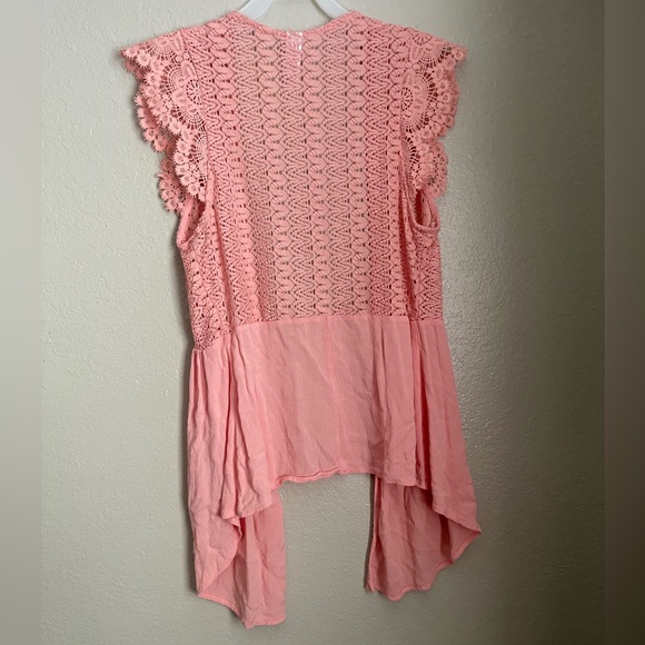 Peach Short Sleeve Cardigan with Lace Details Size S - Picture 2 of 2